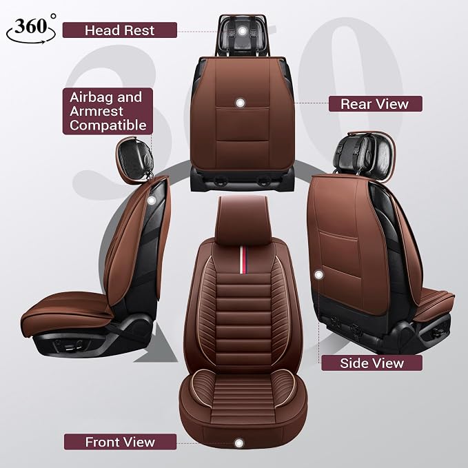 OASIS AUTO Car Seat Covers Premium Waterproof Faux Leather Cushion Universal - Image 2