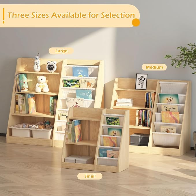 White 3 Tier Kids Bookshelf Toddler Book Rack - Image 6
