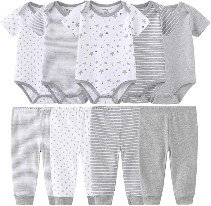 Baby Layette Set Baby Boys' 9-Piece Bodysuits Pants Set Toddler Girl Boy Unisex by Kiddiezoom