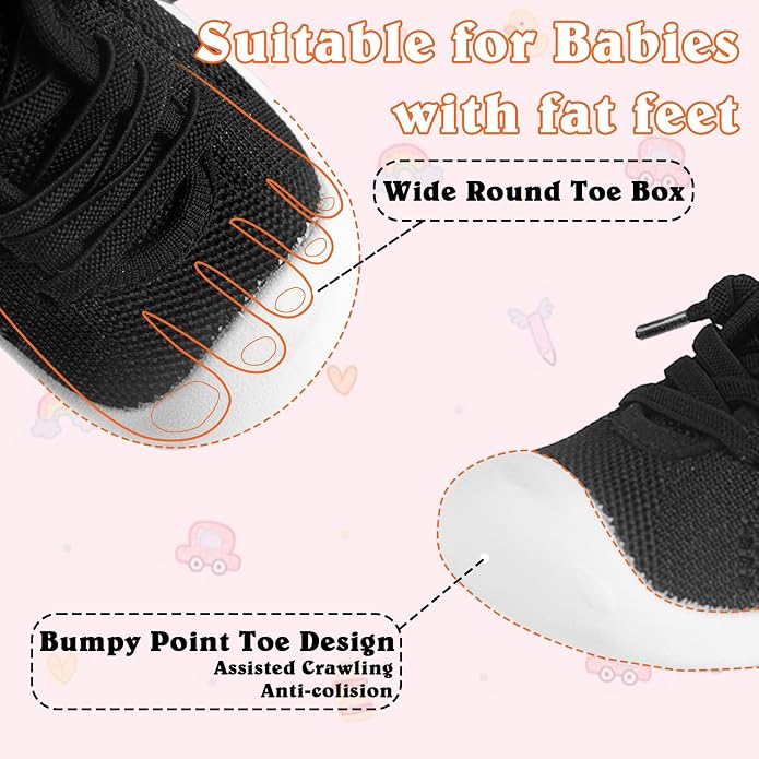 Baby Girl&Boy Toddler First Walking Shoes 6-12 Months Size 3 Black Barefoot - Image 5
