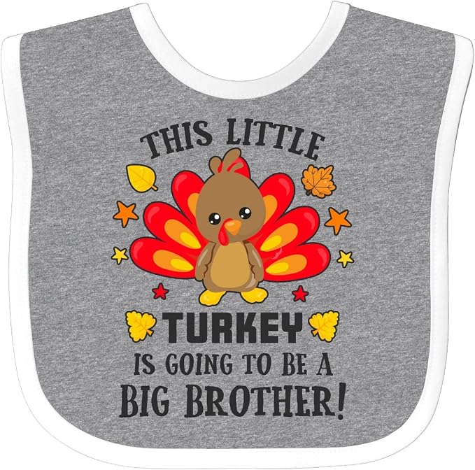 inktastic This Little Turkey Is Going To Be a Big Brother Baby Bib by Inktastic