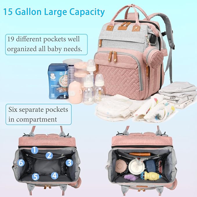 Jeryswet Baby Diaper Bags with Changing Station, Waterproof Large Capacity - Image 3