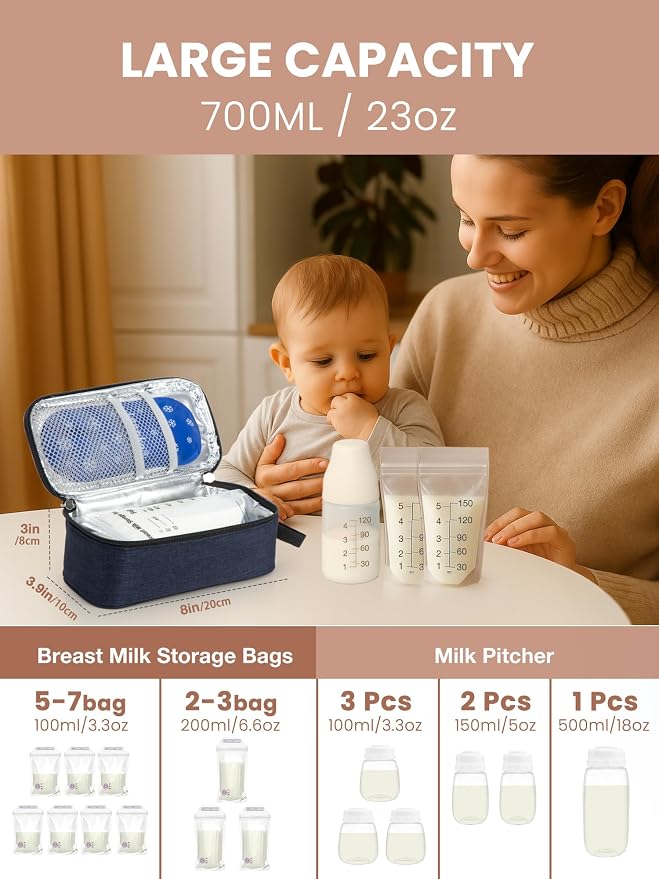 Breast Milk Cooler Travel Bag, Real-Time Temperature Display, Holds 4-6 - Image 4