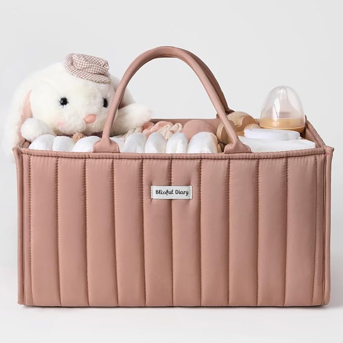 Blissful Diary Baby Diaper Caddy Organizer, Stylish Storage Basket by ForEveryBabysBetterLife
