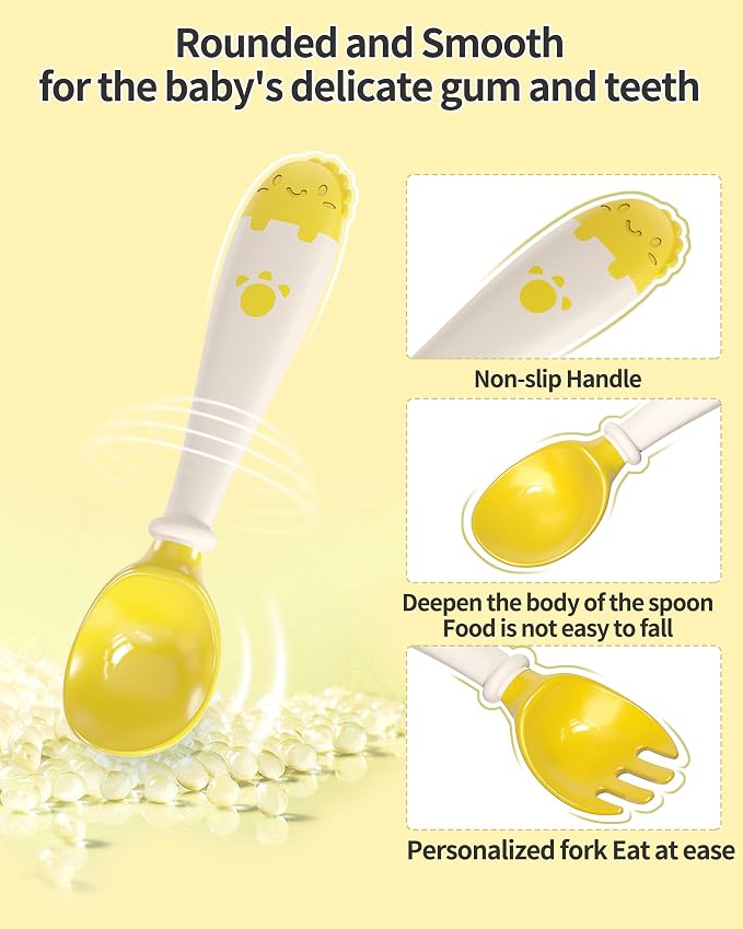 Deejoy Toddler Utensils, Self-feeding Flatware Set withTravel Case, Baby Spoons - Image 2