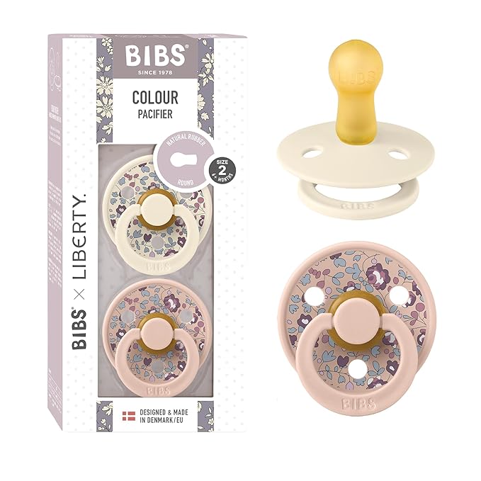 BIBS Colour Liberty Soother 2-Pack, BPA Free Dummy Pacifier, Round Nipple. by BIBS