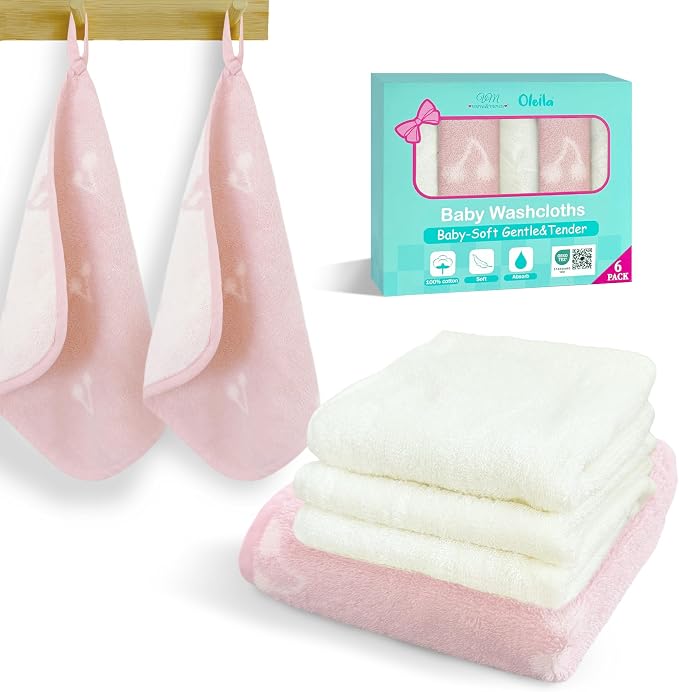VOOVA & MOVAS 6 Pack 100% Cotton Baby Washcloths | 12x12 Inches | Highly by VOOVAMOVAS