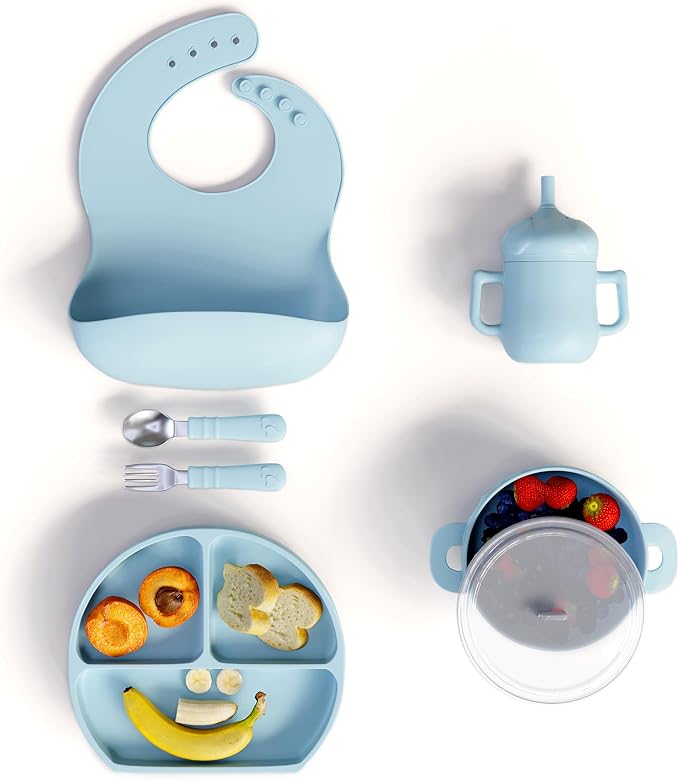 mimi & kiki BPA-Free Silicone Baby Feeding Set, Baby Plates and Bowls Set - Image 9