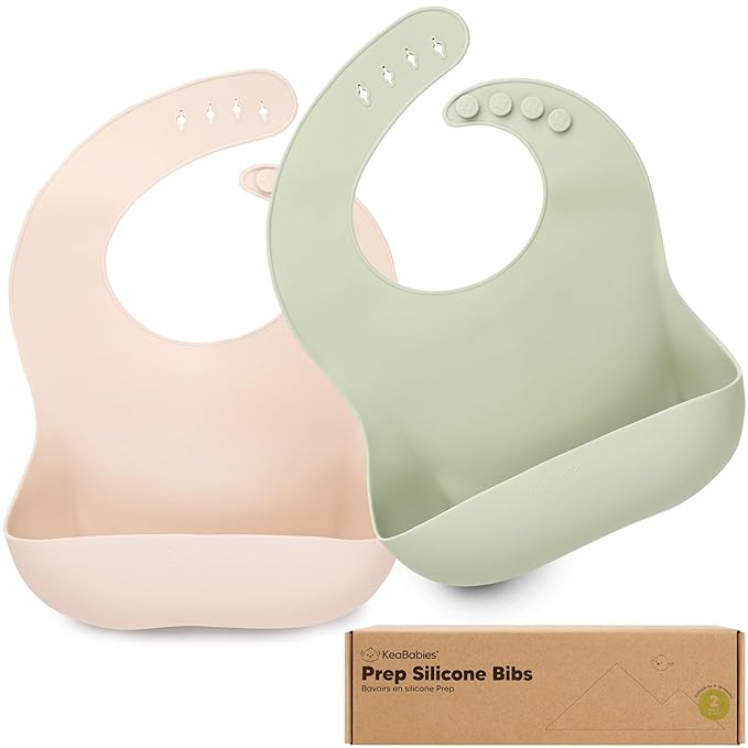 KeaBabies 2-Pack Silicone Baby Bibs by KeaBabies