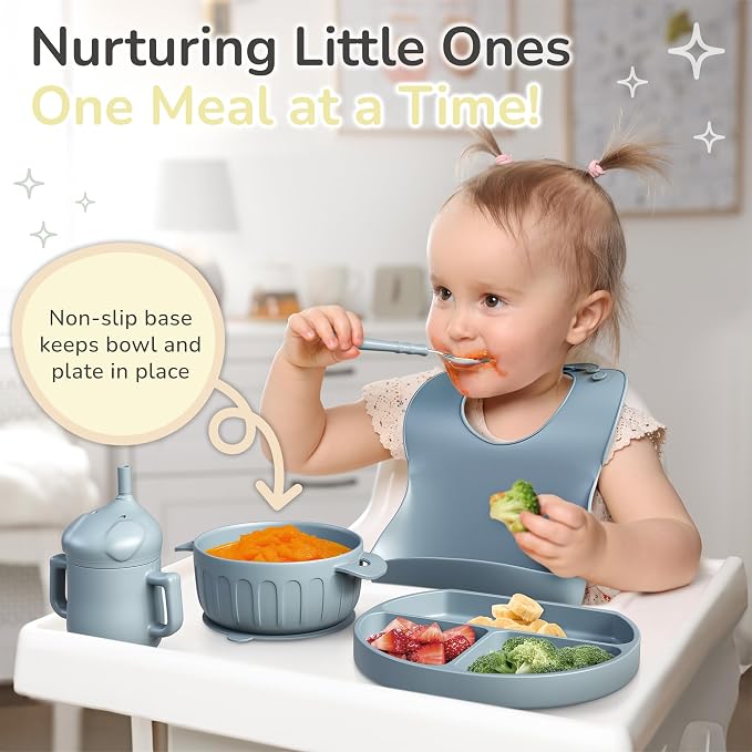 mimi & kiki BPA-Free Silicone Baby Feeding Set, Baby Plates and Bowls Set - Image 5