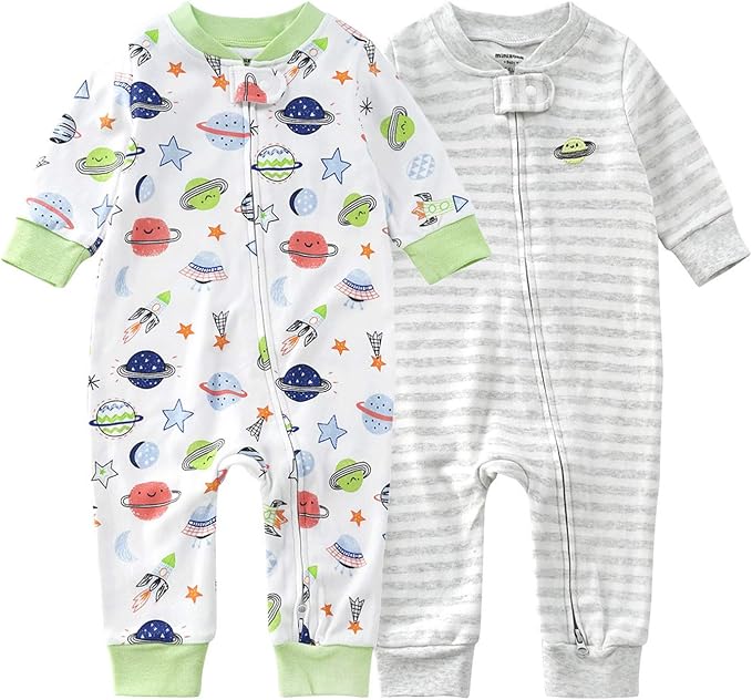 Teach Leanbh Baby 2-Pack Footless Pajamas Cotton Long Sleeve Printing 2 Way by TeachLeanbh