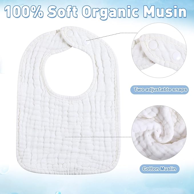 Tatuo 50 Pcs Muslin Baby Bibs Bulk Muslin Cotton Teething - Image 3
