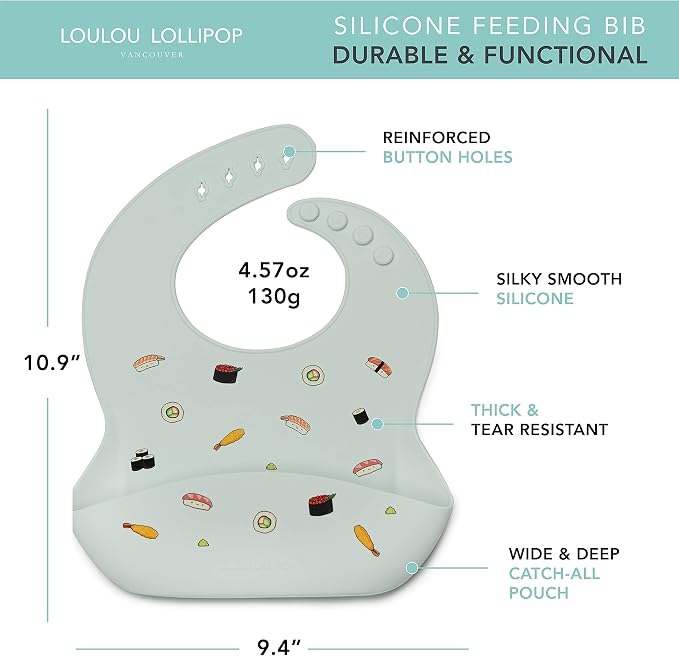 Loulou Lollipop Soft, Waterproof Silicone Feeding Bib - Image 2