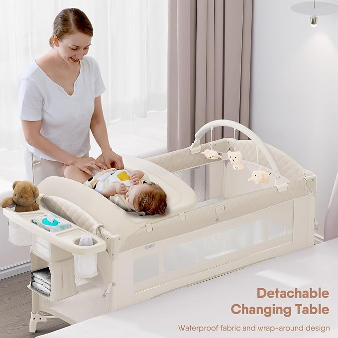 4 in 1 Baby Bassinet, Pack and Play, Bedside Crib Sleeper, Diaper Changer - Image 3