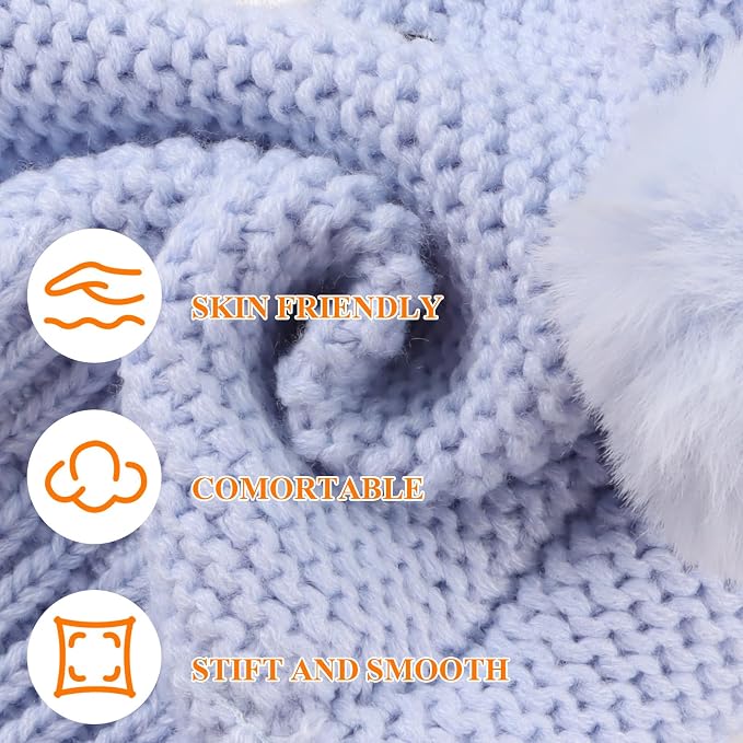 JANGANNSA Cute Bear Baby Beanie Pompom Baby Boys Hat Infant Toddler Winter - Image 6