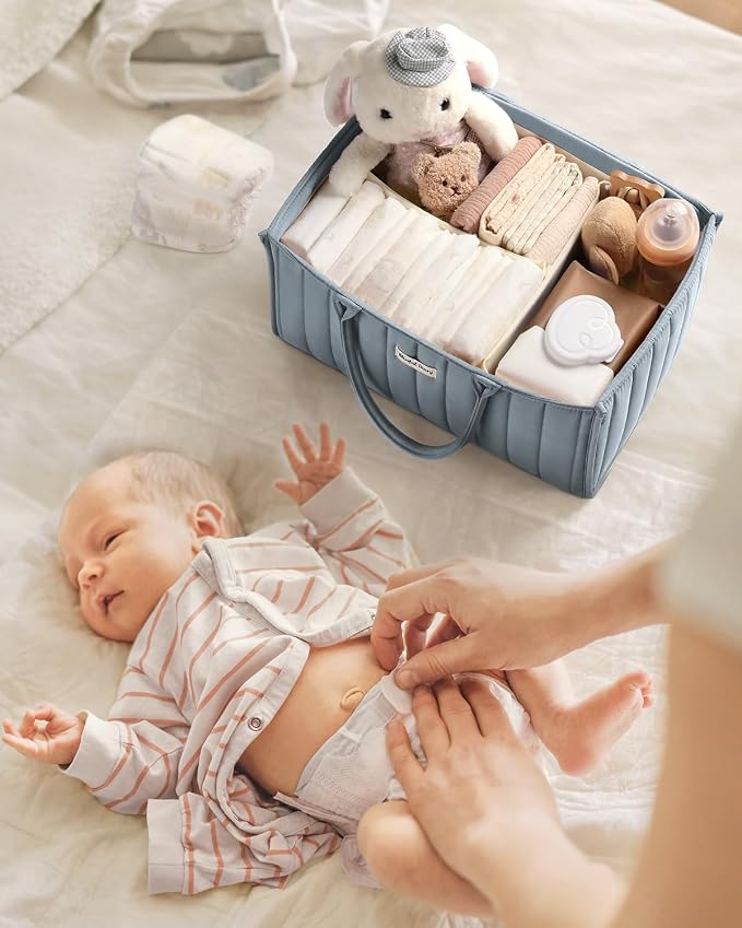 Blissful Diary Baby Diaper Caddy Organizer, Stylish Storage Basket - Image 6