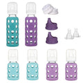 Lifefactory Baby Bottle Starter Set 12-Piece | 4 oz Mint & Lavender, 9 oz Kale by Lifefactory