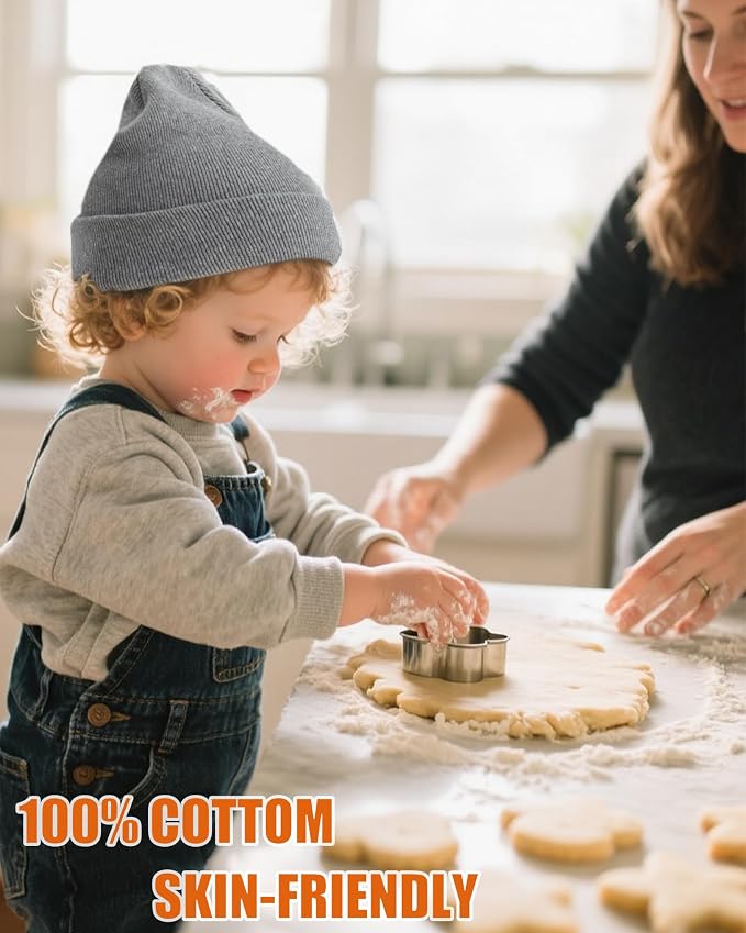 ROYBENS 100% Cotton Baby Beanie Cute Toddler Winter Hat Boys Girls Kids Soft - Image 2
