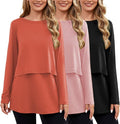Ecavus Women's 3Pack Maternity Nursing Shirts Long Sleeve Double Layer by Ecavus
