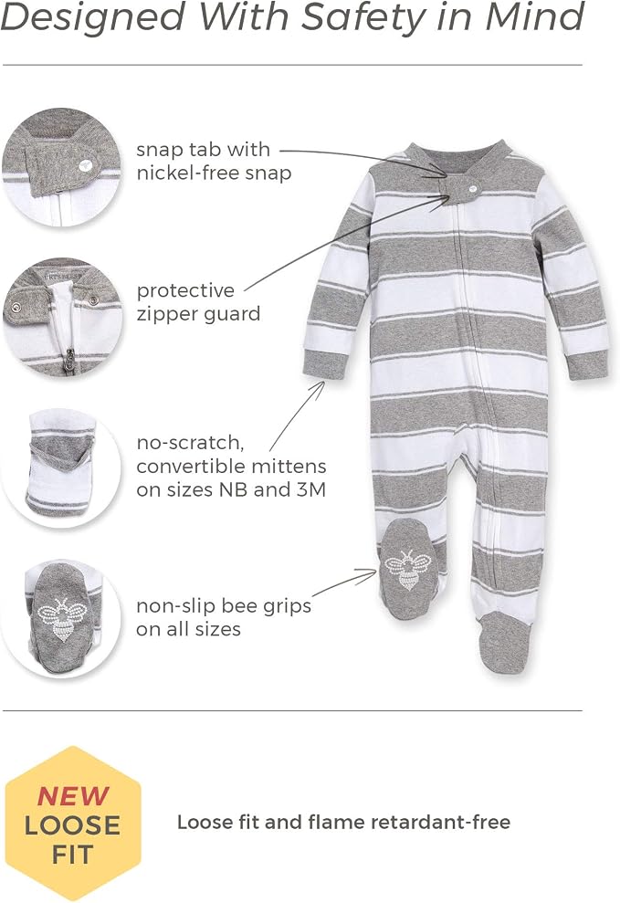 Burt’s Bees Baby Boys' One-Piece Sleep and Play 100% Organic Cotton PJs - Image 2
