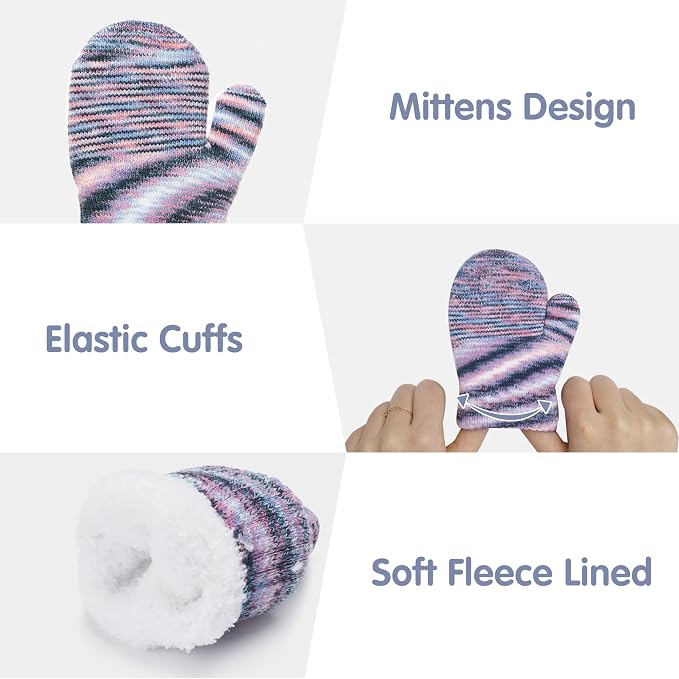 Kids Toddlers Winter Beanie Hats Gloves Neck Scarf Set Mittens Gifts - Image 4