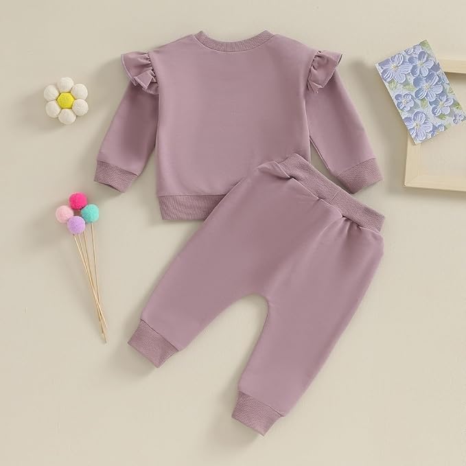 Fernvia Toddler Baby Girl Clothes 3 6 9 12 18 24 Months Fall Outfits Solid Long - Image 3