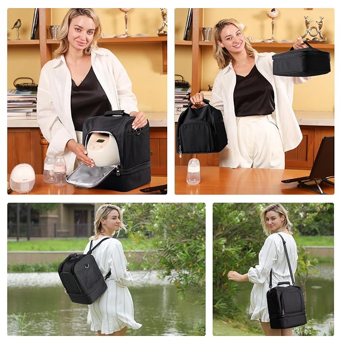 NCVI Breast Pump Bag, Double Layer Removable Pump Bag - Image 9