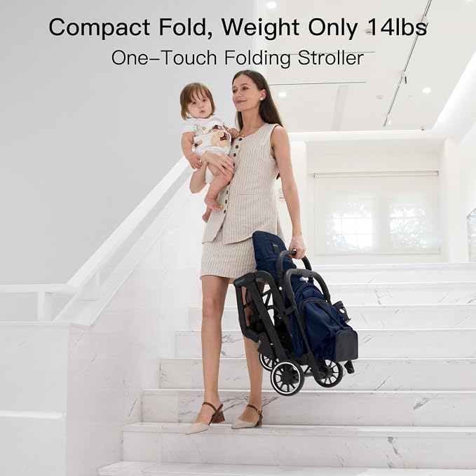 Compact Fold Baby Stroller, Lightweight Travel Toddler Stroller - Image 3