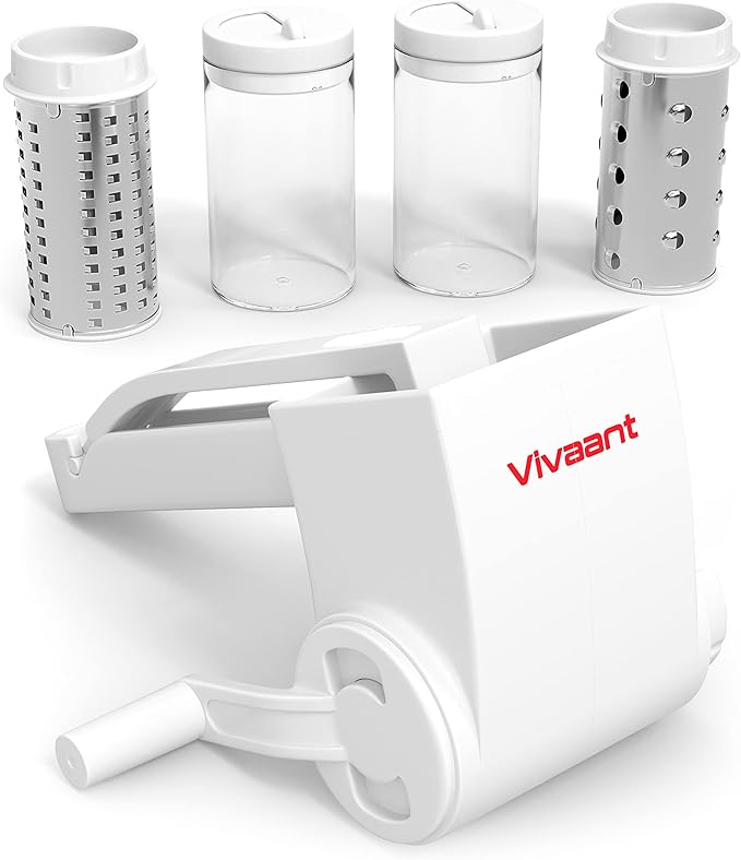 Parmesan Cheese Grater Hand Crank, Restaurant-Grade Rotary Cheese Grater by Vivaant