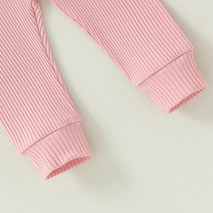 Newborn Baby Boy Girl Clothes Ribbed Knitted Long Sleeve Romper Pants Solid - Image 6