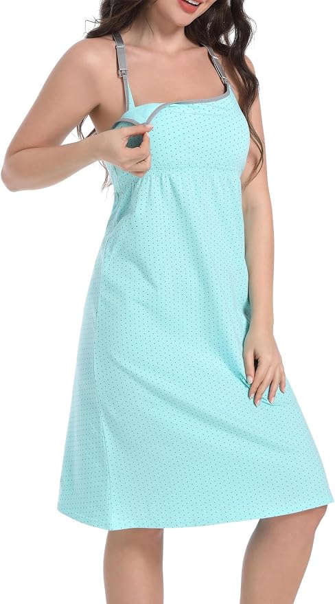 SUIEK 3-Pack Maternity Nursing Nightgown Cotton Breastfeeding Dress Pregnancy - Image 2