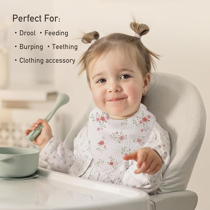 Muslin Baby Bibs 8 Pack, Baby Bandana Drool Bib - Image 2