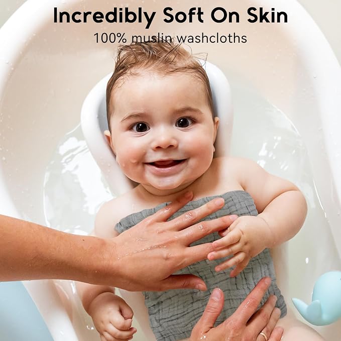 Muslin Baby Washcloths 6 Pack, 100% Cotton Wash Cloths - Image 2