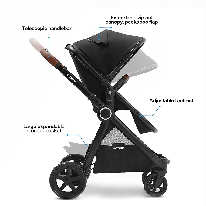 Mompush Ultimate2 Baby Stroller, Premium Convertible Full-Size Stroller - Image 3