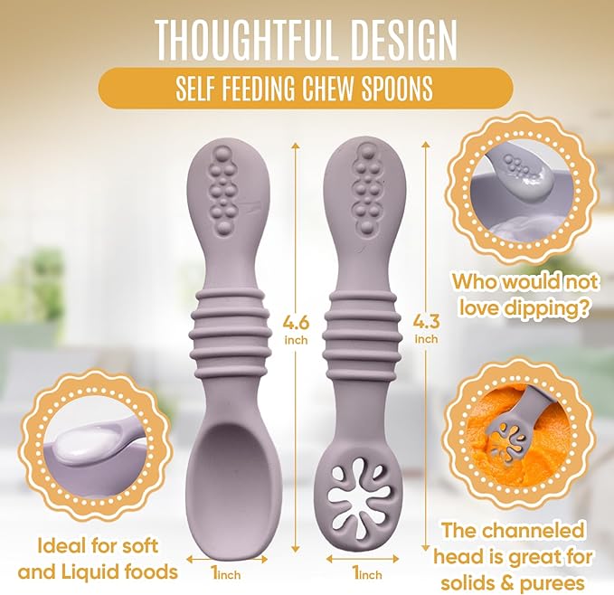 4pc Silicone Baby Spoons Self Feeding Baby Utensils 6-12 Months - Image 3