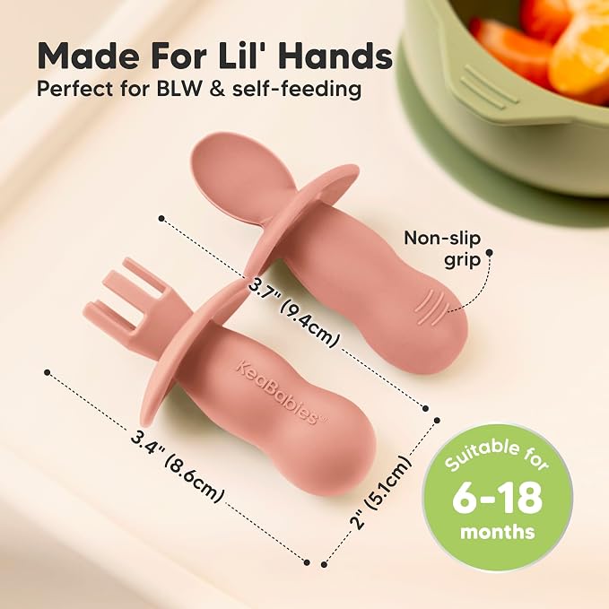 KeaBabies 4-Pack Silicone Baby Spoons and Forks Set - Image 3