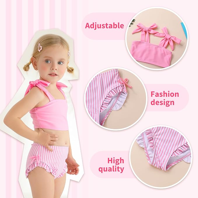 Toddler Swimsuit Girl Color Block Stripe Swimwear Baby Girl Summer Beach - Image 4