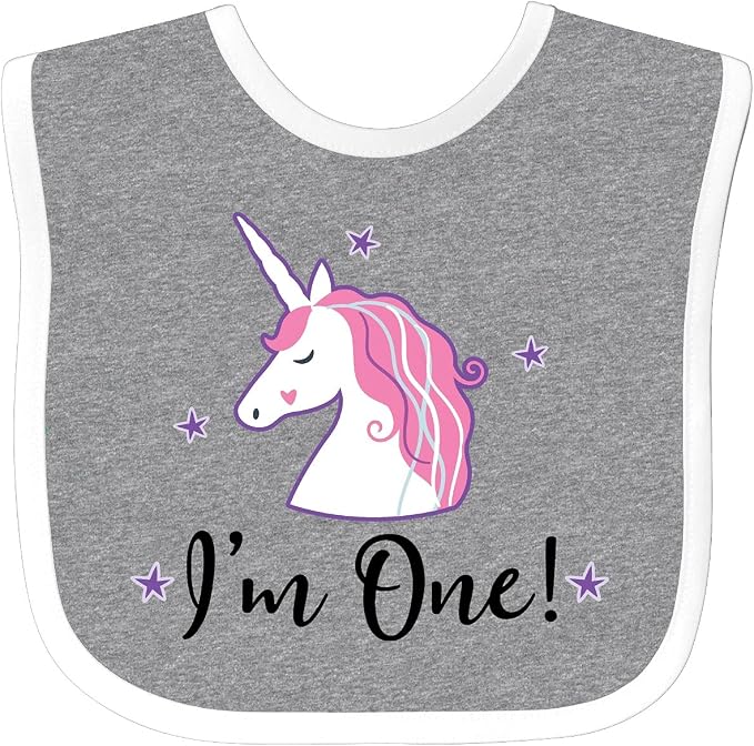 inktastic 1st Birthday Unicorn Baby Bib by Inktastic