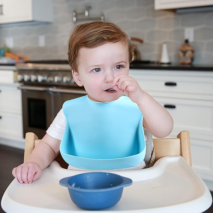 Silicone Bibs for Babies Toddler Set of 3, BPA Free, Soft Adjustable Waterproof - Image 5