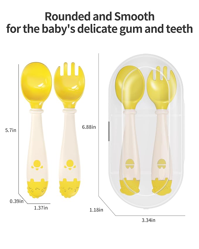 Deejoy Toddler Utensils, Self-feeding Flatware Set withTravel Case, Baby Spoons - Image 6