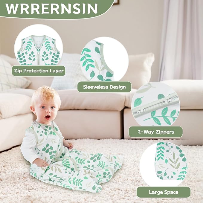 3 Pack Baby Sleep Sack 18-24 Months 100% Cotton TOG 0.5 Baby Sleeping Bag 2-Way - Image 2