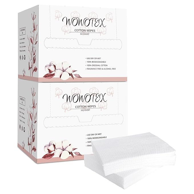 100% Cotton Disposable Face Towel 100 Count 10x12 Inch | Biodegradable Thick by WOWOTEX
