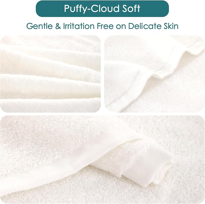 Baby Washcloths 6 Pack, 10x10 inch Heavenly Soft Small White Wash Cloths - Image 7