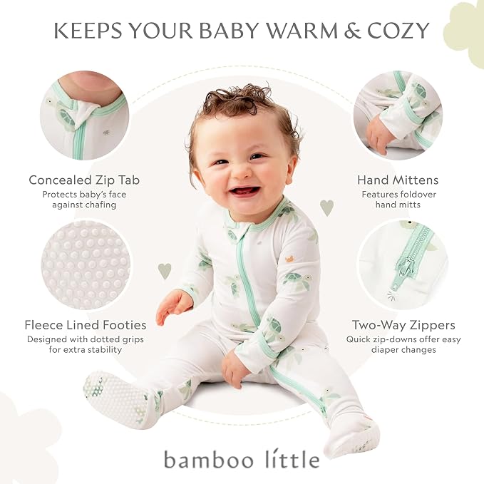 Bamboo Little Soft Baby Footie Pajamas, Baby Clothes, Newborn Sleepers - Image 2
