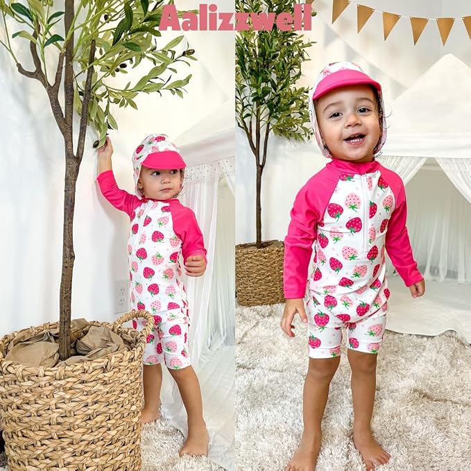 Aalizzwell Baby Girls Long Sleeve One Piece Bathing Suit - Image 2