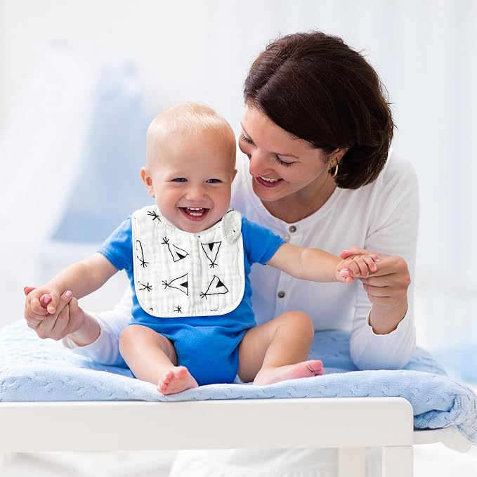 Zainpe 6Pcs Snap Muslin Cotton Baby Bibs Summer Ice Cream Pattern Infants Drool - Image 6