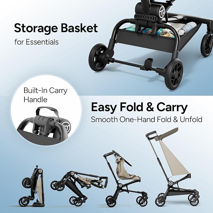 Mompush Jeto Lightweight Travel Stroller – 9.8 lbs Ultra-Compact, One-Hand Fold - Image 6