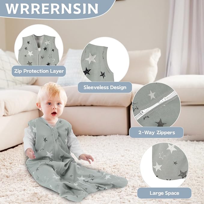 Baby Sleep Sack 6-12 Months, 100% Cotton TOG 0.5 Wearable Blanket - Image 2