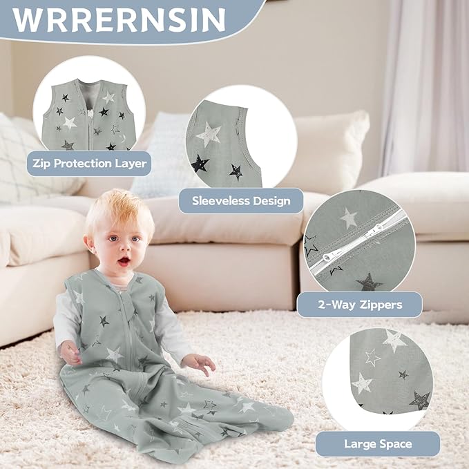 Baby Sleep Sack 0-6 Months, 100% Cotton TOG 0.5 Wearable Blanket - Image 2