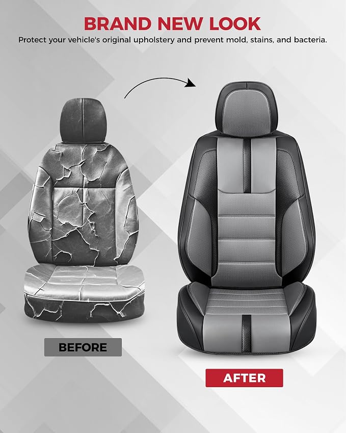 FREESOO Black Gray Front Car Seat Covers - Image 6